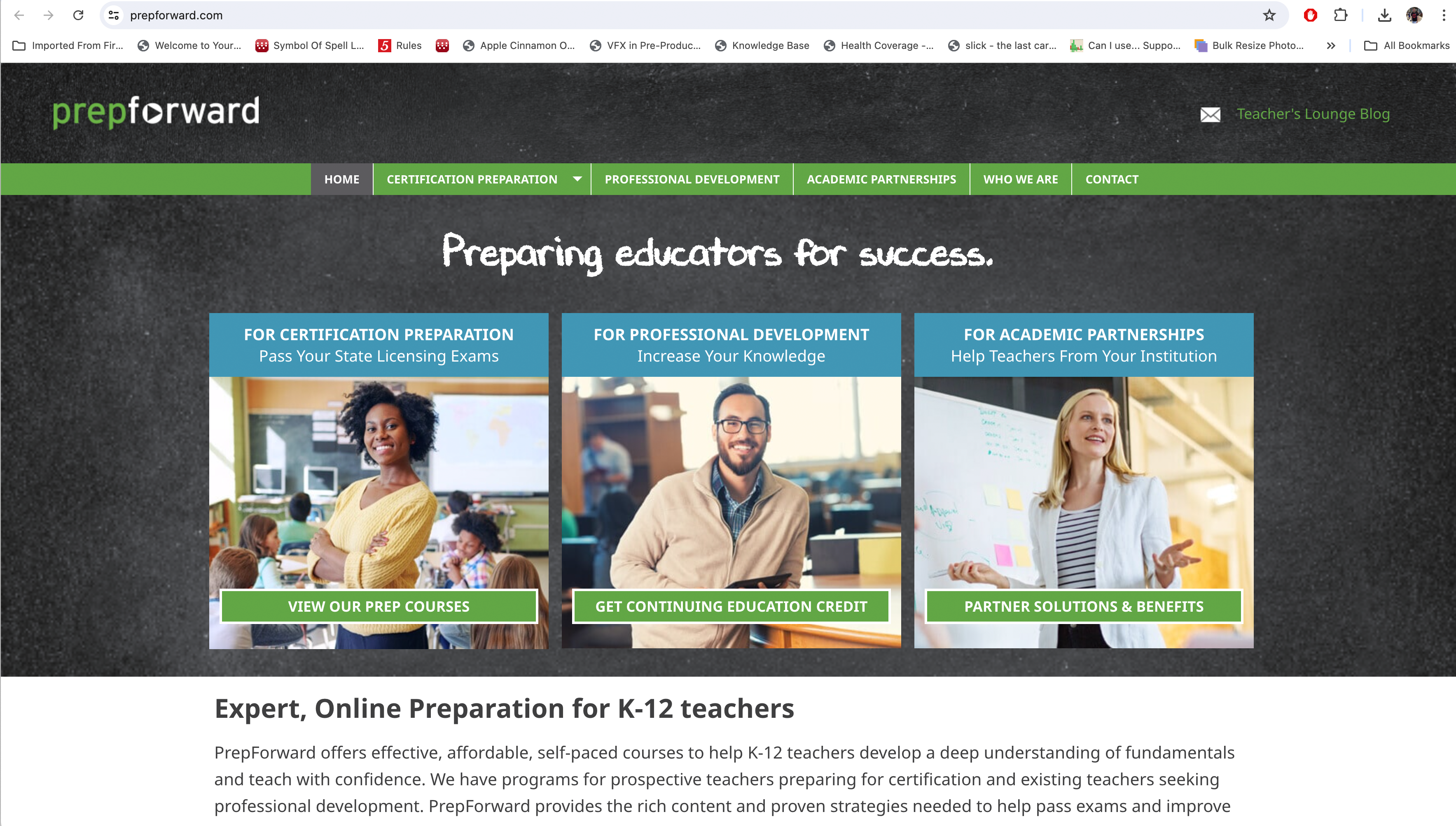 PCG Prep Forward website